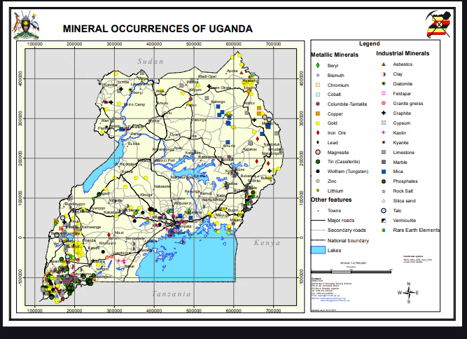 Mineral occurrences of Uganda, including rare earth element sites